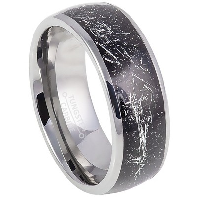 Jewelry Avalanche 8mm Dome Cosmic Galaxy Ring White Meteorite Tungsten Carbide Mens Wedding Band