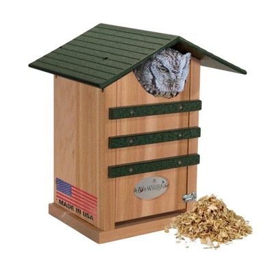 JCS Wildlife Cedar Screech Owl Nest Box with Poly Lumber Roof