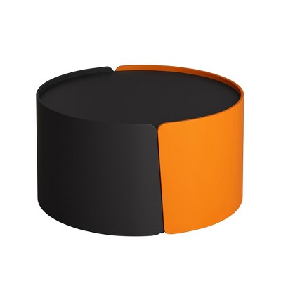 Round Nesting Coffee Table for Living Room, Modern Side Tables with Extendable Sliding Tabletop, Sofa End Table with Hidden Storage for Home Decor