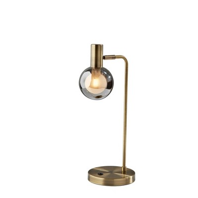 Adesso Starling Desk Lamp (Includes LED Light Bulb) Brass: Modern Glass Shade, ETL Listed, 3000K Warm Light