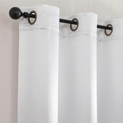 Kate Aurora 1 Piece Riyadh Light Filtering Grommet Top Embossed Diamond Jacquard Window Curtain Panel