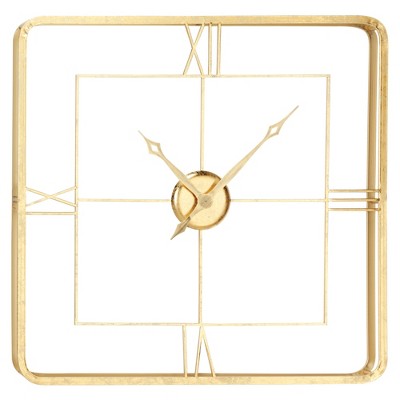 Metal Open Frame Wall Clock Gold - Olivia & May: Silent Mechanism, Roman Numerals, Iron Construction, Indoor Decor