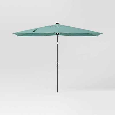6'x10' Rectangular Solar Outdoor Patio Market Umbrella with Black Pole - Threshold™