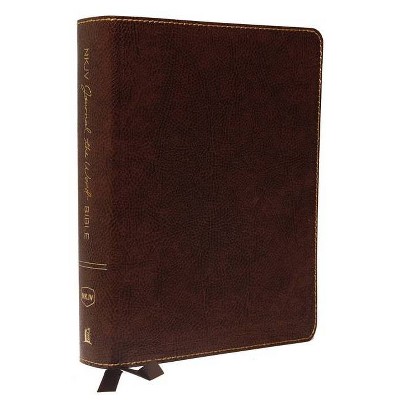 NKJV, Journal the Word Bible, Large Print, Bonded Leather, Brown, Red Letter Edition - by  Thomas Nelson (Leather Bound)
