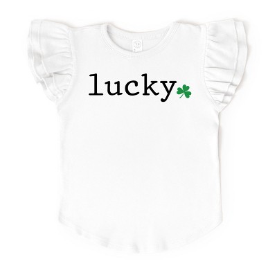 The Juniper Shop Lucky Typewriter Clover Flutter Sleeve Tee