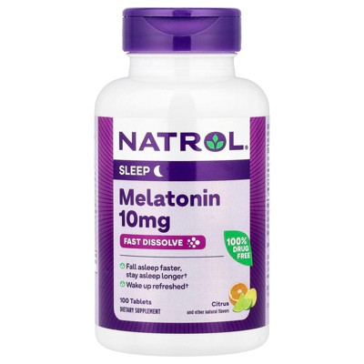 Natrol Melatonin, Fast Dissolve, Citrus, 10 mg, 100 Tablets