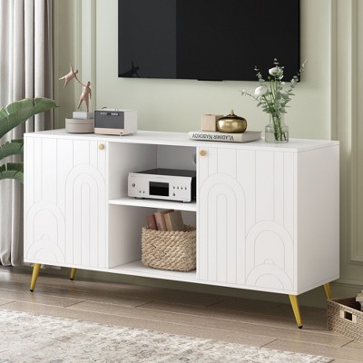 Kumasinova 53" Luxury TV Console with 2 Doors&Shelves for TV up to 55",Stylish MDF Material Entertainment Center TV Stand for Living Room