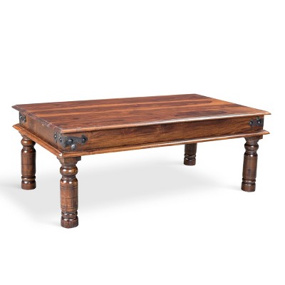 Handcrafted Thakat Rustic Coffee Table - (16H x 43W x 24D) - Natural - Timbergirl: Solid Indian Rosewood, Dry Dust Care