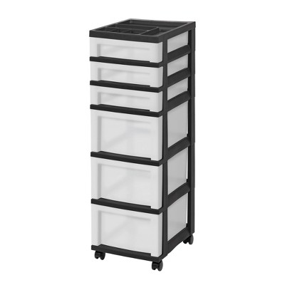 IRIS Drawer Storage Cart with Organizer Top Black