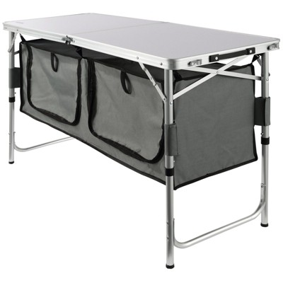 Folding Camping Kitchen Table – Portable Outdoor Cooking Station with Storage & MDF Top for BBQ, RV, Picnic & Travel