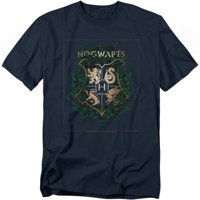 Harry Potter Green Floral Hogwarts House Crest Adult T-Shirt