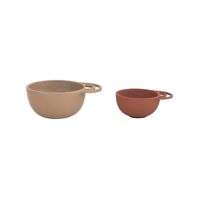Storied Home Decorative Textured Metal Bowls with Handles, 2 Colors, Set of 2