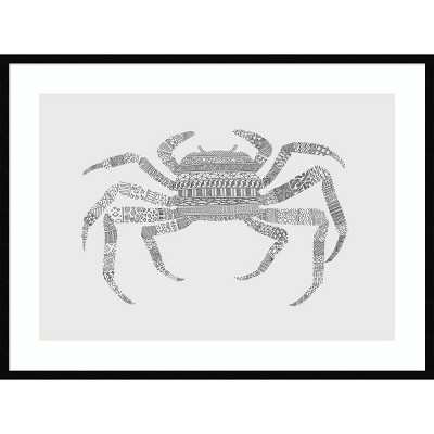 41" x 31" Crab by Bodflorent Wood Framed Wall Art Print - Amanti Art: Modern Decor, Giclee Lithograph, Hardwood Frame
