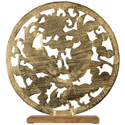 Northlight Koi Fish with Lotus Flower Sculpture with Wooden Base - 13.5"
