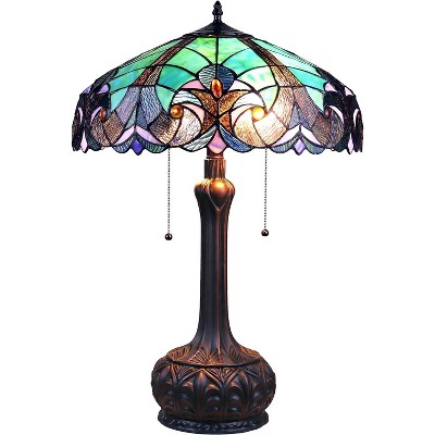Chloe Lighting Liaison Tiffany-Style 2-Light Victorian Table Lamp 18 Inch Shade
