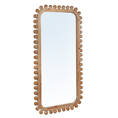Storied Home Firwood Boho-Southwestern Rectangular Wall Mirror, Natural