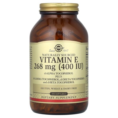 Solgar Vitamin E, d-Alpha Tocopherol Plus d-Gamma Tocopherol, d-Delta Tocopherol and d-Beta Tocopherol, 250 Softgels