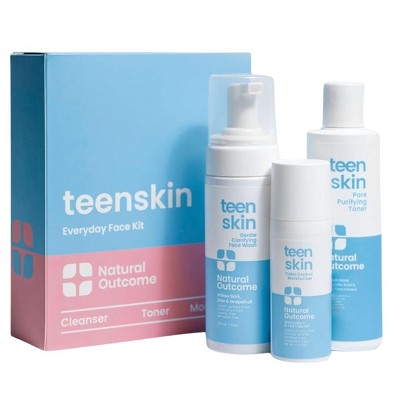 Natural Outcome Vegan Teenskin Everday Face Kit |Teen Daily Boys & Girls Skin Care Regimen | Face Wash, Toner, & Moisturizer - (6.7 oz)