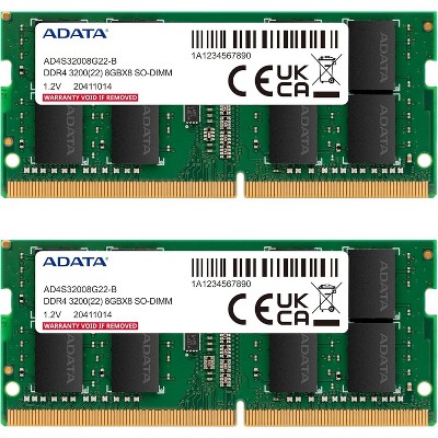 ADATA Premier 16GB (2x8GB) DDR4 3200MHz CL22 PC4-25600 260-Pin SODIMM Memory RAM Dual Pack (AD4S32008G22-DTGN)