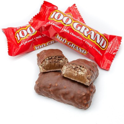 100 Grand 1/2/3/4 LB Original Fun Size Caramel & Crispy Rice & Milk Chocolate Bulk Packaging - Great for Schools, Offices, Home & More!