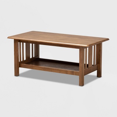 Rylie Rectangular Wood Coffee Table Brown - Baxton Studio: Mission Style, Lower Shelf Storage