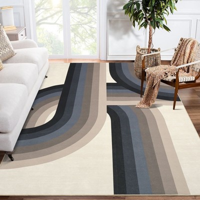 Washable Modern Area Rug, Stain-Resistant Non-Slip Rug for Living Room, Bedroom, Office