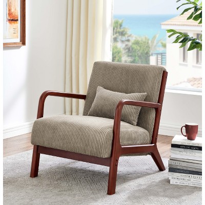 Sapphtopaz 1pc Accent Chair Upholstered Wooden Sofa Lounge Chair with Solid Wood Frame, Corduroy Living Room Chair Comfy Chair for Living Room