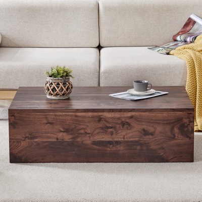 FONTOI Rectangle Coffee Table, Side Table with Wood Texture Pattern for Living Room Bedroom Office, Dark Brown, 23.6"*12"*39.3"