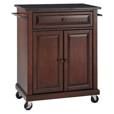Solid Black Granite Top Portable Kitchen Cart/Island - Crosley
