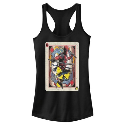 Junior's Marvel: Deadpool & Wolverine Playing Card Racerback Tank Top