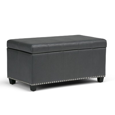 NicBex Modern Ottoman with Storage Design, Ottoman Foot Rest with Stitched Detail and Nailhead Trim for Bedroom, Living Room, Dark Gray