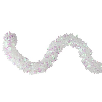 Northlight Snowblush Wide Cut Tinsel Christmas Garland - 12' x 3" - Iridescent White - Unlit