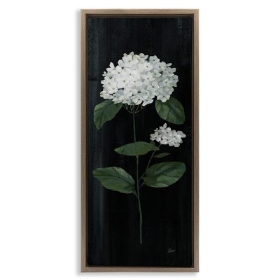 Stupell Industries Distressed Hydrangea Flower Blossom Black Framed Floater Canvas Wall Art