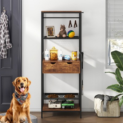 Lyngins Modern Multi-Level Pet Tree Storage Tower for Indoors,Dog/Cat Condo Cabinet with Shelves,Feeding Station