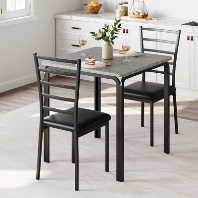 Dining Table for 2, Small Table and Chairs Set of 2, Dinette Set for 2, Square Dinner Table Set, 3 Piece Kitchen & Dining Room Sets for Small Space