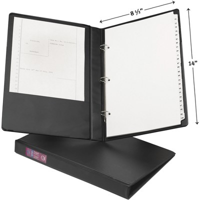 Avery Legal-Size Durable 3 Ring Binder, 1" Round Rings, Holds 8.5" x 14" Paper, Label Holder, 1 Black Binder (06400)