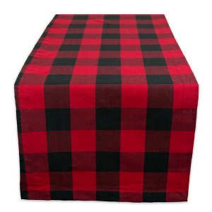 Design Imports  Buffalo Check Table Runner, 14X72", Red & Black - 1 of 4