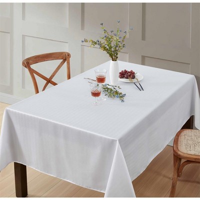 HLC.ME Lincoln Stripe Fabric Tablecloth, Advanced Water, Fade, Stain, and Wrinkle Resistance
