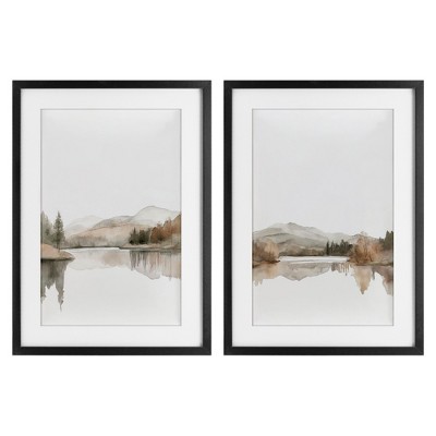 Stupell Industries Softly Flowing Landscape 2pc Framed Print Under Glass Set