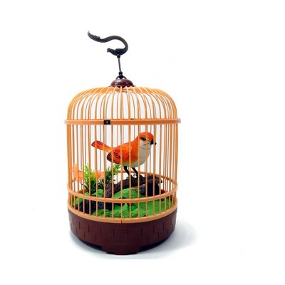AZ Import Singing & Chirping Bird In Cage - Realistic Sounds & Movements (Orange)