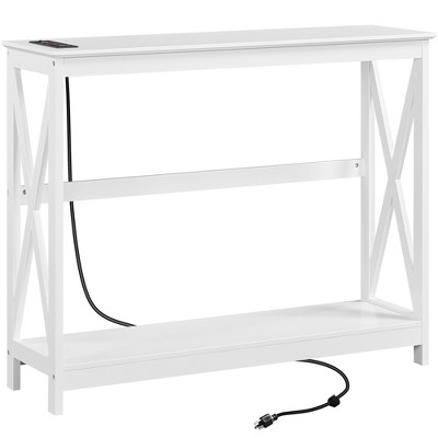 Yaheetech 2-Tier Sofa Table with Outlet for Hallway/Living Room/Corridor
