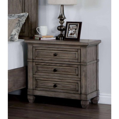 Gulches Transitional Style Warm Gray Nightstand Dovetail Drawers, Felt and Cedar Lining, USB Port and Hidden Drawer