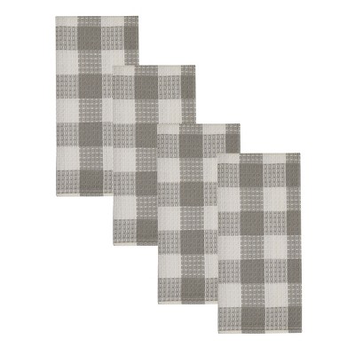 Park Designs Grey Buffalo Check Waffle Dishtowel  Set of 4