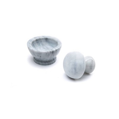2pc Marble Mortar and Pestle White - Fox Run: 4" Pinch Bowl Set, Hand Wash, 4.25" Height, 2-Piece Marble Kitchen Tool