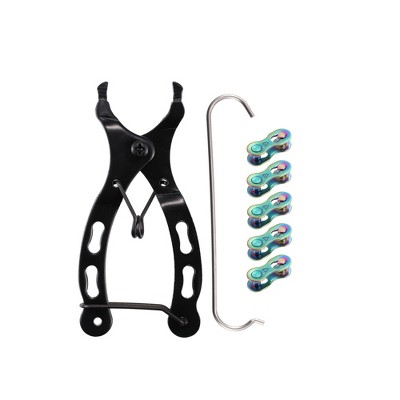 Unique Bargains Universal Bike Chain Repair Tool Kit with 5 Pairs Bicycle Chain Joint Multicolor