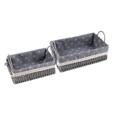 REGALWOVEN Natural Material Durable Woven Multi-Function Open Storage Bins 2 Packs 10.2*7.1*3.5in/11.8*8.3*3.7in