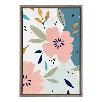 16" x 23" Daydream I (Flower) Framed Canvas Wall Art - Amanti Art: Abstract Botanical Decor for Bedroom