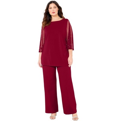 Catherines Ponte Mesh Sleeve Top
