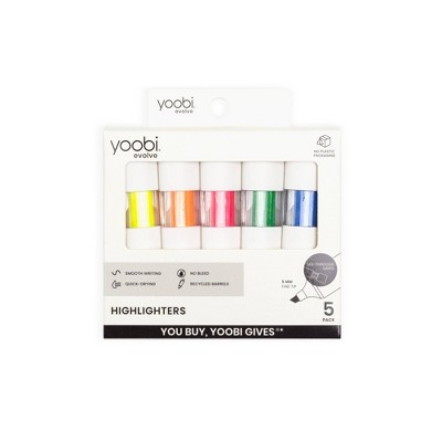 Yoobi Evolve 5pk Highlighters See-Through Barrel 5.0mm color Ink