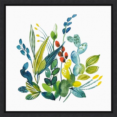 Amanti Art English Garden Flowers 2 by Lesia Binkin Canvas Wall Art Print Framed 16 x 16-in.